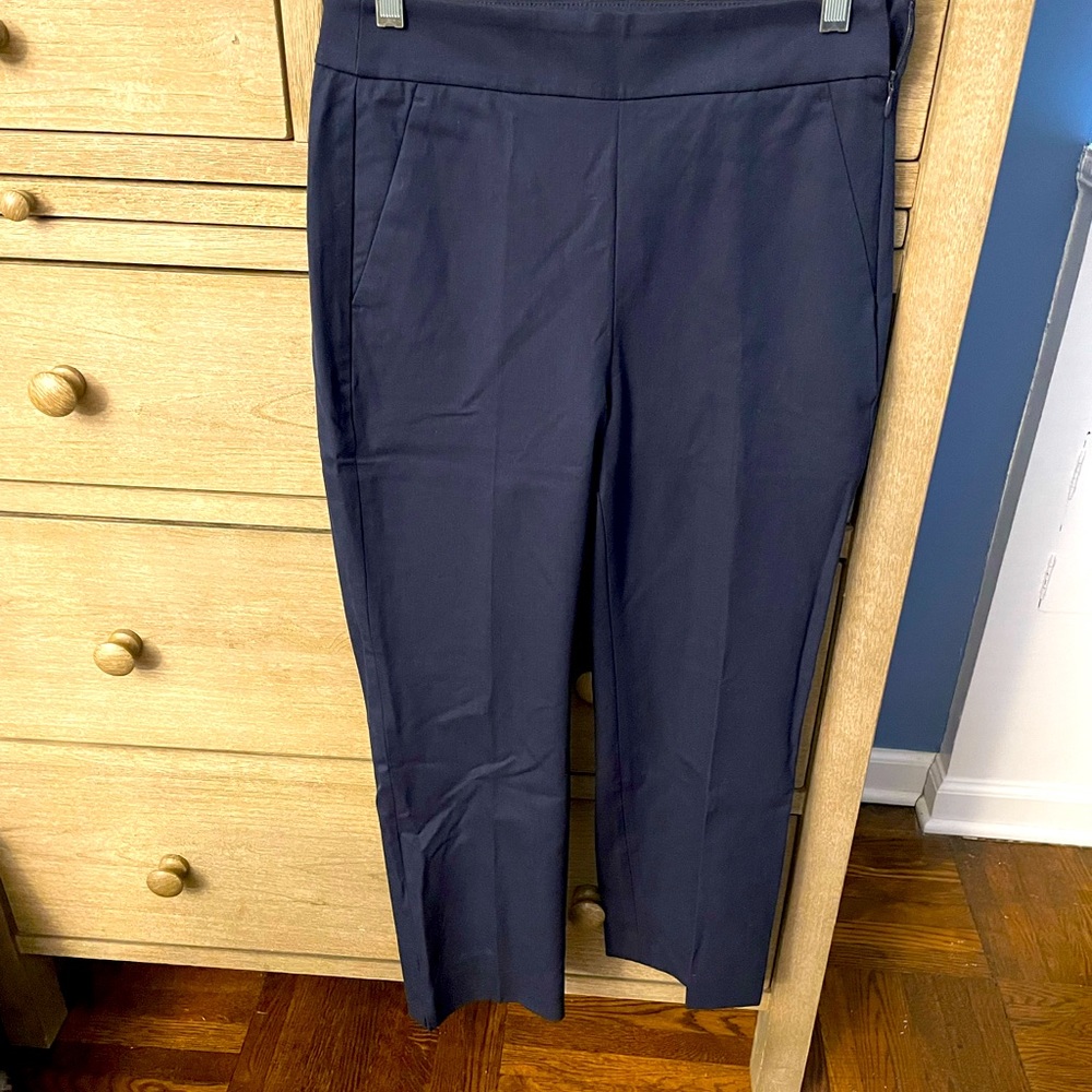JCrew Navy Blue, Straight Leg, Side zip pants. Never been worn.
